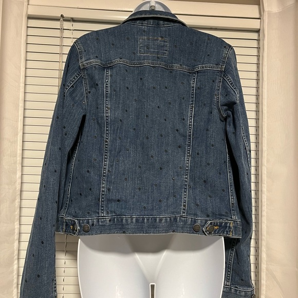 LOFT Polka Dot Jean Jacket Button Front Womens Size Medium - Picture 2 of 4